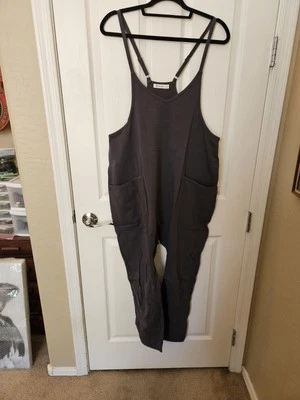 Macacão NIP OUFEIYA Feminino Casual Macacão Solto Baggy, Carvão, Médio. - Imagem 1 de 4