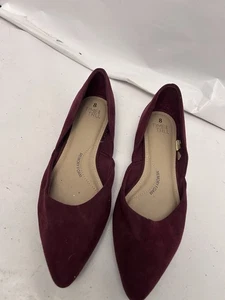 Time and Tru Memory Foam Slip on Shoes Women’s Size 8 Maroon Faux Suede J2 - Picture 1 of 4