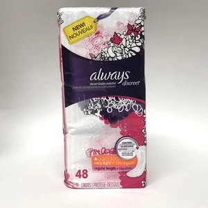 Always Discreet 1 Very Light Liners, 48ct Regular Length Bladder Leak Protection - Picture 1 of 5