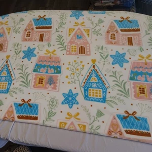 Blanket Throw Fleece 60 x 80 Large Holiday Winter Cottage Core Gingerbread House - Picture 1 of 7