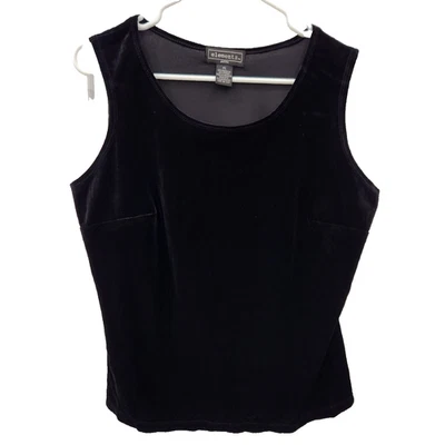 Elementz Black Velvet Velour Women's Tank Top Y2K Petite Large - Image 1 of 4