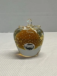 Vintage Kanawha Glass Amber Controlled Bubble Apple Fruit Paperweight Dunbar WV - Picture 1 of 10