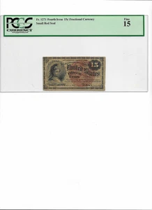 FRACTIONAL CURRENCY FR. 1271 FOURTH ISSUE 15C FINE 15 - Picture 1 of 2