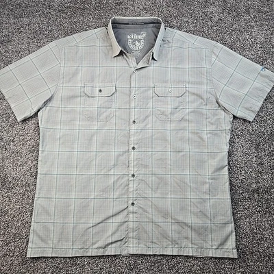 Kuhl Shirt Mens XXL Gray Plaid Response Eluxur Short Sleeve Button Hiking 7153 - Image 1 of 4