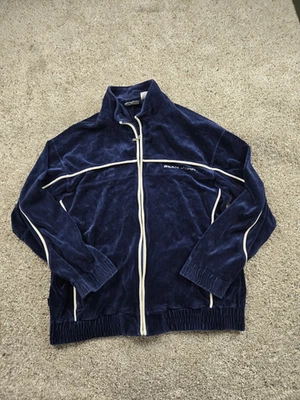 Chaqueta de terciopelo vintage Sean John Track XL para hombre azul cremallera completa manga larga Y2K Foto 1 de 4