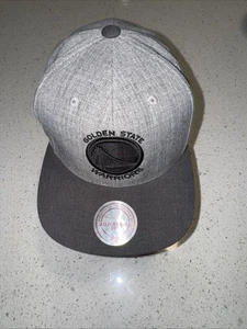 Mitchell & Ness Golden State Warriors Grey Black Pop Adjustable Snapback Hat Cap - Picture 1 of 7