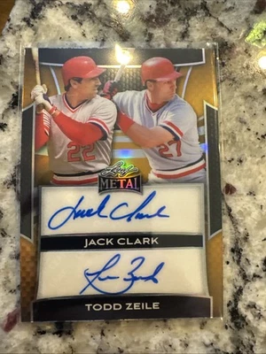 Hoja de metal Jack Clark/Todd Zeile 2025 doble automático 1/1 oro prismático cardenales Foto 1 de 2