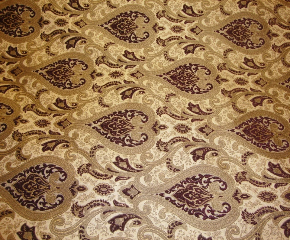 Chenille upholstery Monte Cristo Wine Damask print home Fabrics 56" Wide BTY - Image 1 of 1