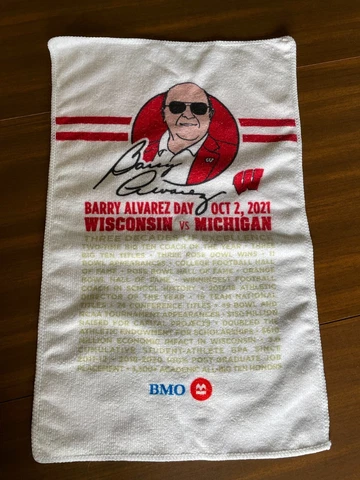 BARRY ALVAREZ THREE DECADES OF EXCELLENCE TOWEL - WI VS MI OCT. 2, 2021 Cover
