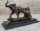 Home Office Decor Bronze Elephant Family Sculpture   Handmade By Williams Sale