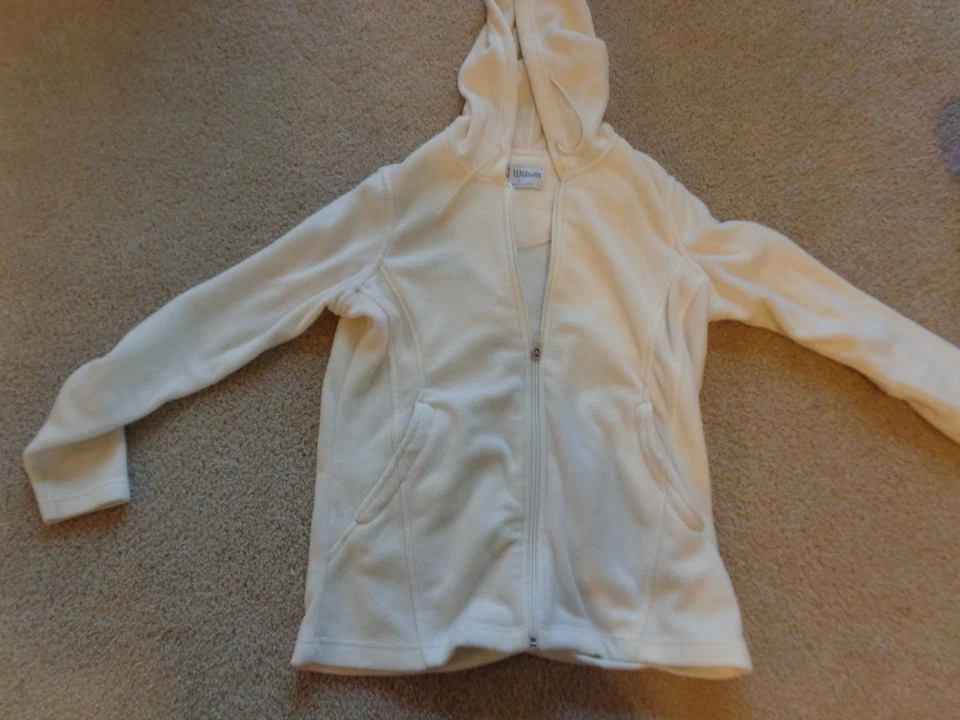  Wilson White Zip-Up HOODED JACKET   Size S FLEECE - Image 1 of 1