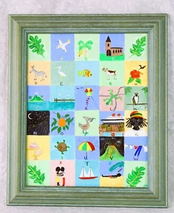 Annabel Church Smith Folk Art Painting Whimsical Caribbean Alphabet 1999 Signed - Imagen 1 de 13