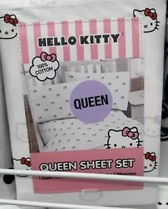 Hello Kitty Sanrio, QUEEN Bed sheet set 100% cotton New With Tags - Picture 1 of 1