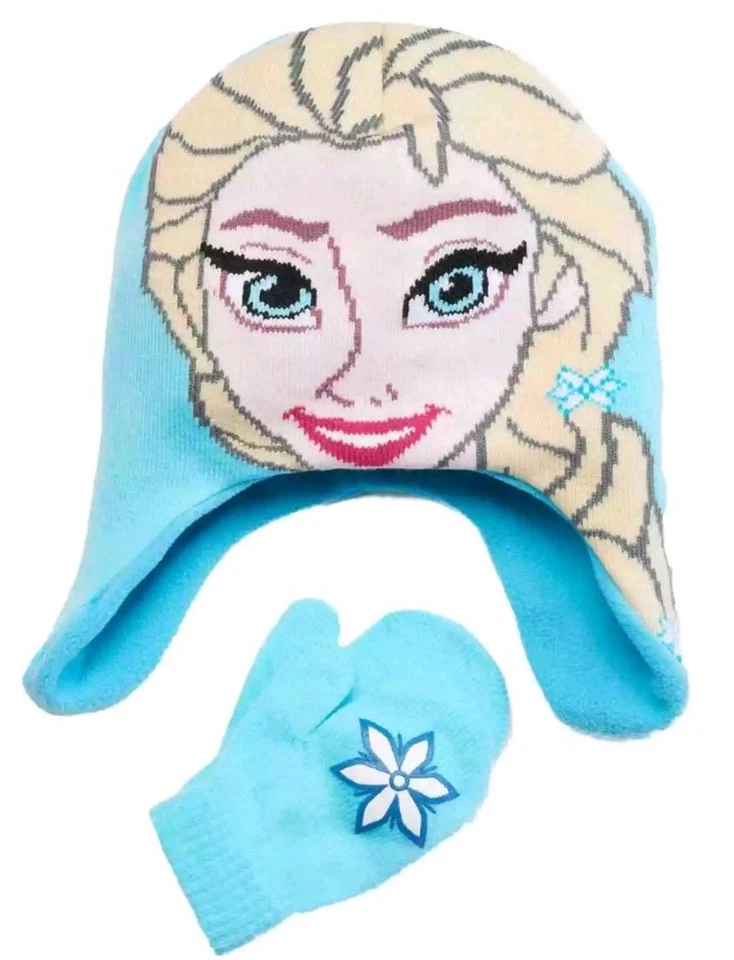 Disney Frozen Elsa Earflap Beanie Hat / Mittens Set Toddler Size NEW - Image 1 of 1