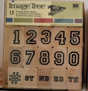 IMAGE TREE Wooden Rubber Stamp Set Pep Rally NUMBERS Set Of 15 NIB - Picture 1 of 4