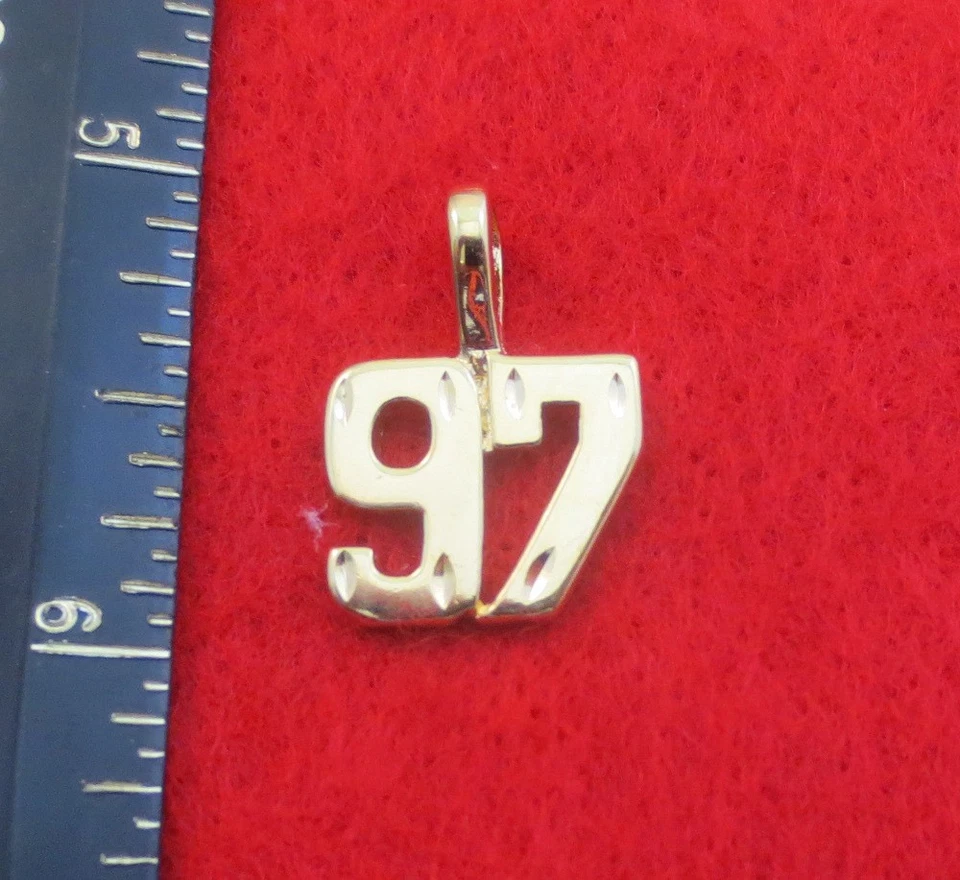 14KT GOLD PLATED NUMBER "97" DIAMOND-CUT CHARM - Image 1 of 1