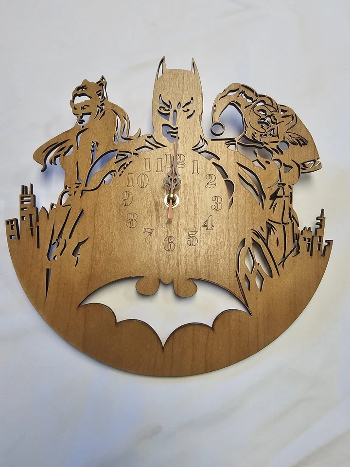 Batman, Cat Woman, And Harley Quinn 5mm Wall Clock Handmade - Image 1 of 4