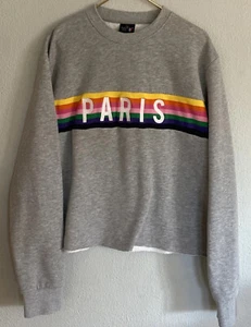 VTG Paris Tour D'or Ile De France Embroidered Rainbow Sweatshirt XXL - ALTERED - Picture 1 of 10