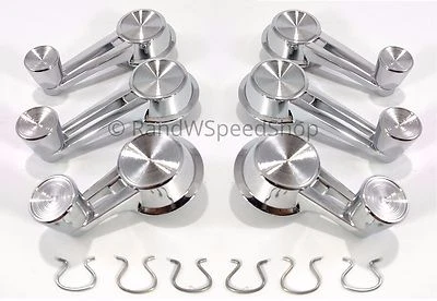 4DR 61-66 Chevy Chrome Vent & Door Window Crank Handles Double Arm Chrome Knobs - Image 1 of 4
