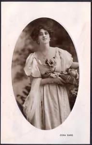 More details for actress miss zena dare. pre-1914 vintage real photo postcard. free post