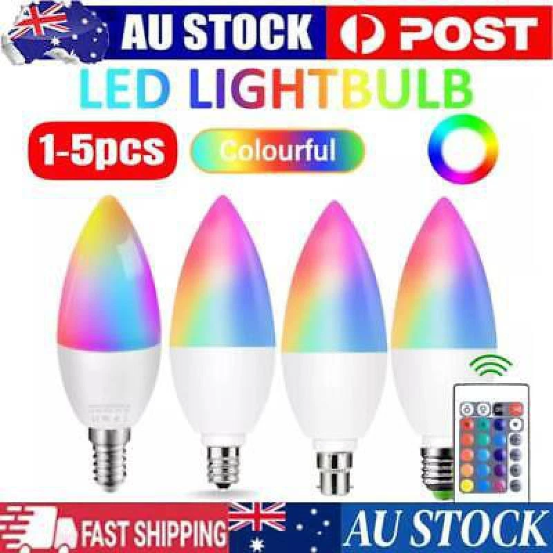 Candle LED Bulb Smart RGB Light Bulbs Remote Dimmable E12/E14/E26/E27/B22 HOT - Image 1 of 4