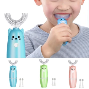 Kids U-Shaped Electric Toothbrush With 2 Soft Hair Heads, Deep Clean , sonic - Picture 1 of 11