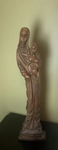 Vintage Hand Carved Wood Wooden Mary Folk Baby Jesus Statue Art Religious EUC - Picture 1 of 9