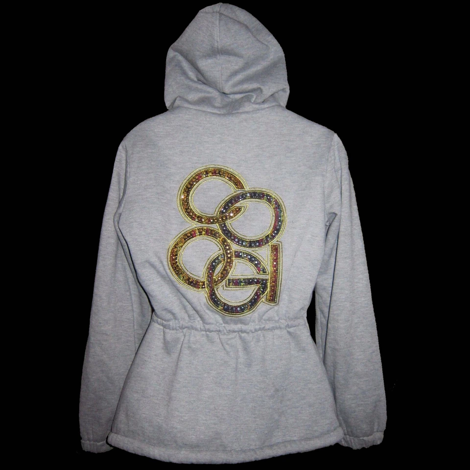 Coogi Sudadera con Capucha Med Estrás Gris Brezo Cremallera a Presión Sudadera Forrada de Vellón Chaqueta Foto 1 de 4