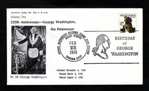 1978 Event Cover George Washington The Freemason - Virginia sc 1729 1 - Picture 1 of 2