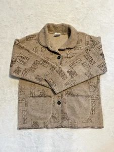 Vintage Cottagecore Forest Pullover Cardigan Pine Tree Pinecone Damen Größe M USA - Bild 1 von 15