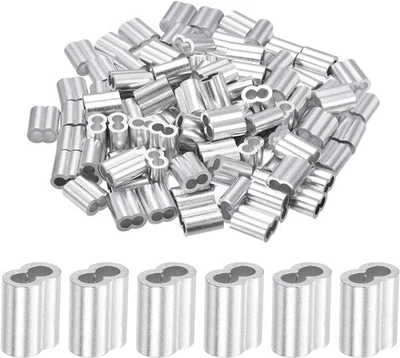 YAMASO 100pcs 1/8" Aluminum Crimping Loop Sleeve, Cable Ferrule 1/8(100pcs)