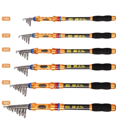 Caña de pescar de fibra de carbono 1,8 M 2,1 M 2,4 M 2,7 M 3,0 M 3,6 M cañas de pescar telescópicas Foto 1 de 4