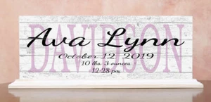 New Baby Announcement Sign Personalized Gift - Picture 1 of 5