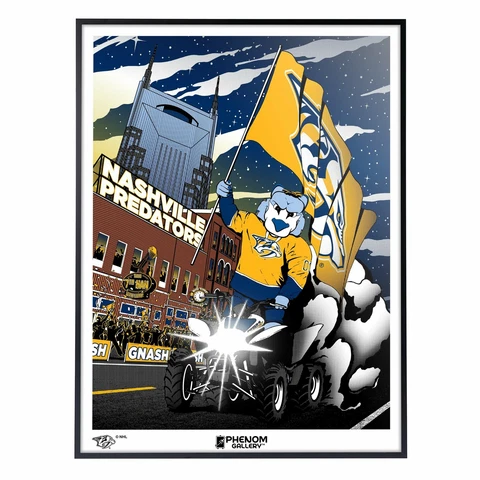 Phenom Gallery Nashville Predators Gnash Mascot 18" x 24" Deluxe Framed Serigrap Cover