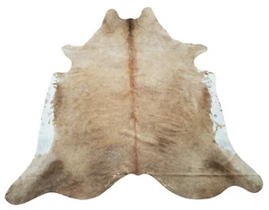 Extra Large Cowhide Rug Brazilian Beige Brown White 7.6ft x 7.6ft - Picture 1 of 5