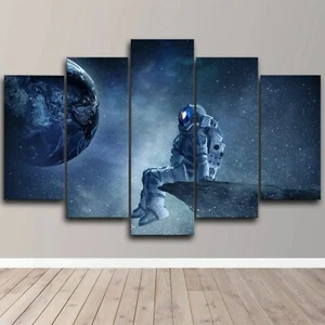 Space Astronaut Earth Nature Relaxing 5 Piece Canvas Wall Art Print Home Decor - Picture 1 of 5