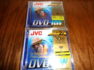 JVC DVD-RW Camcorder Disc 30 min 1.4GB Recordable New & Sealed - QTY 2 - Picture 1 of 5