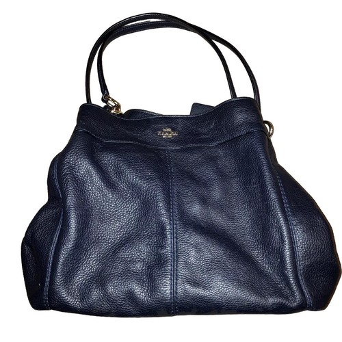 Coach Borsa a tracolla in pelle di ciottoli blu notte Lexy F57545