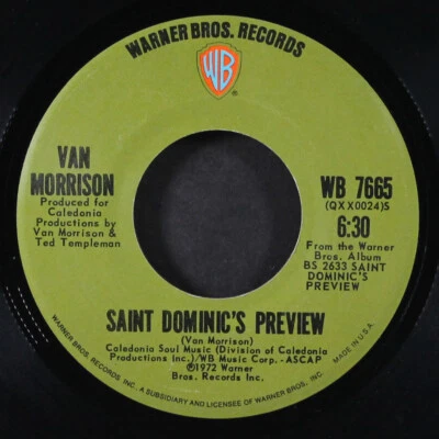 VAN MORRISON: gypsy / saint dominic's preview WB 7" Single 45 RPM - Image 1 of 2