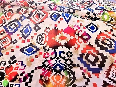 Contemporary Ethnic Print Crepe Fabric Apparel  Blouse Weight  By the Yard   - Image 1 of 3