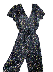 Victoria’s Secret Silky Satin Floral Ruffle Jumper Flutter Jumpsuit One Piece S - Picture 1 of 12