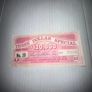 Vintage South Australia Lottery Ticket Stub - Picture 1 of 7