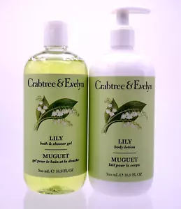 Crabtree & Evelyn Lily Bath Shower Gel & Body Lotion Set 16.9 oz each - Picture 1 of 1