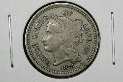 1873 Open 3 3c Nickel, Very Fine Cover