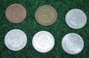 Six Czechoslovakia 10 Haléřů Aluminum Coins 1962 1963 1965 1969 1 & 50 - Picture 1 of 8