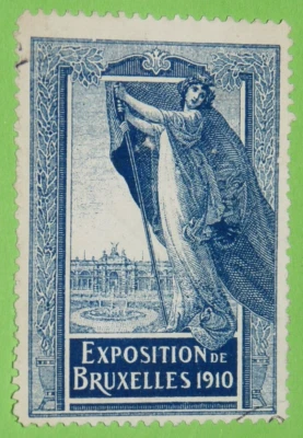 CINDERELLA TIMBRE 1910 EXPOSITION UNIVERSELLE INTERNATIONALE BRUXELLES BELGIQUE - Photo 1/2