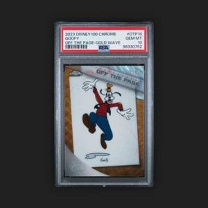2023 Topps Chrome Disney 100 Goofy Off The Page Gold Wave Refractor #/50 PSA 10 - Picture 1 of 3