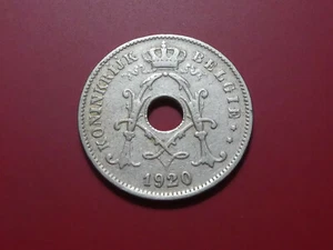 BELGIUM 10 CENTIMES 1920 BELGIE, Holed coin - Picture 1 of 2