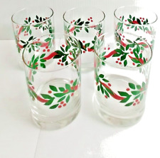 Create & Barrel Set Of 5 Chrstmas Old Fashioned High Ball Wiskey Glasses