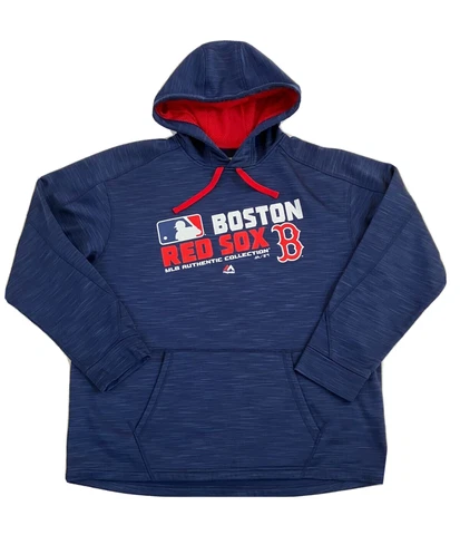 Boston Red Sox MLB Mens XL Pullover Hoodie Majestic Sweatshirt Blue Red Cover